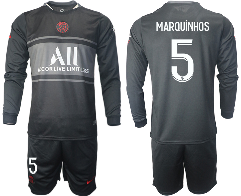Men 2021-2022 Club Paris St German Second away black Long Sleeve #5 Soccer Jersey->paris st german jersey->Soccer Club Jersey